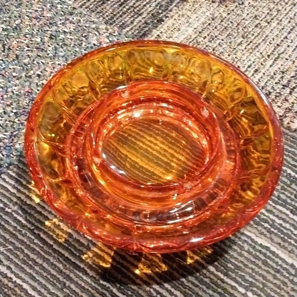Vintage Orange Glass Ashtray Heavy - Picture 1 of 4